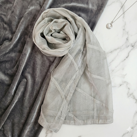 SABEEN MANEKIA - Silver - Pintex Dupatta