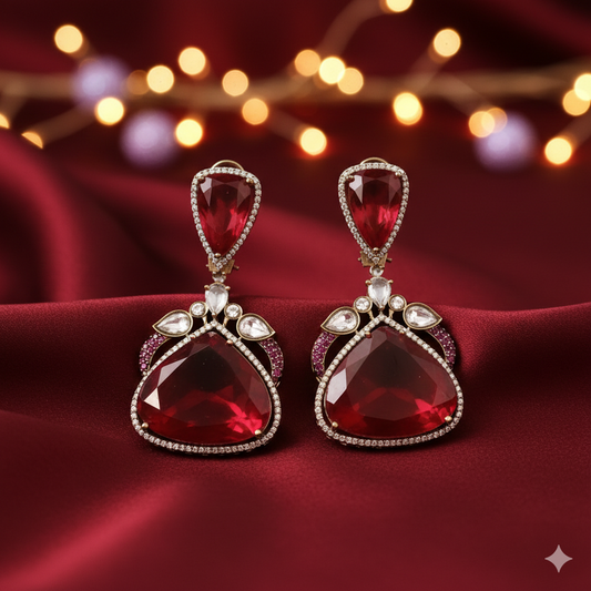 DAHLIA BY SEHAR ZAFAR - Ruby Doublet Earrings