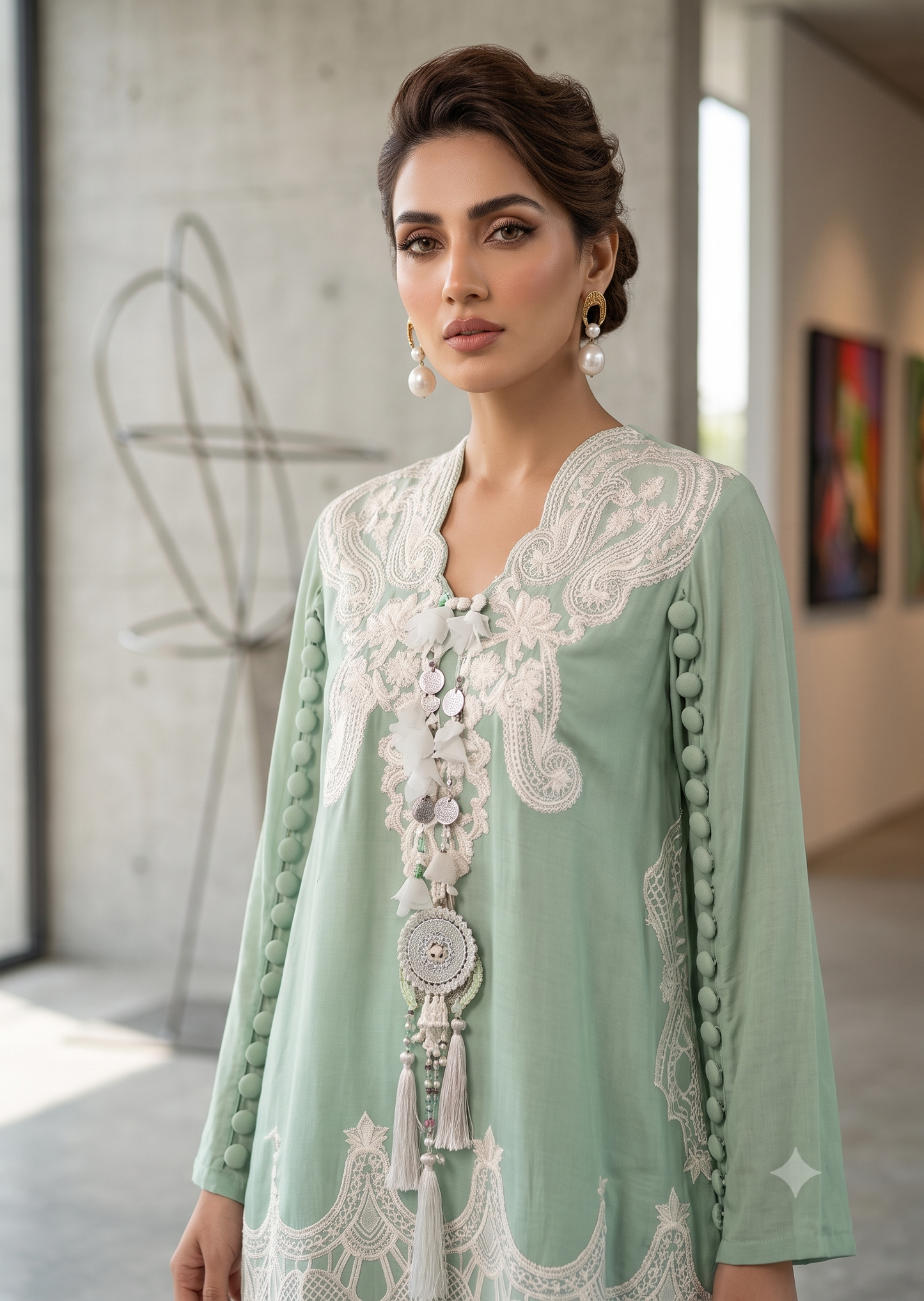ALEENA FAREENA-Green cuffed baloon pants