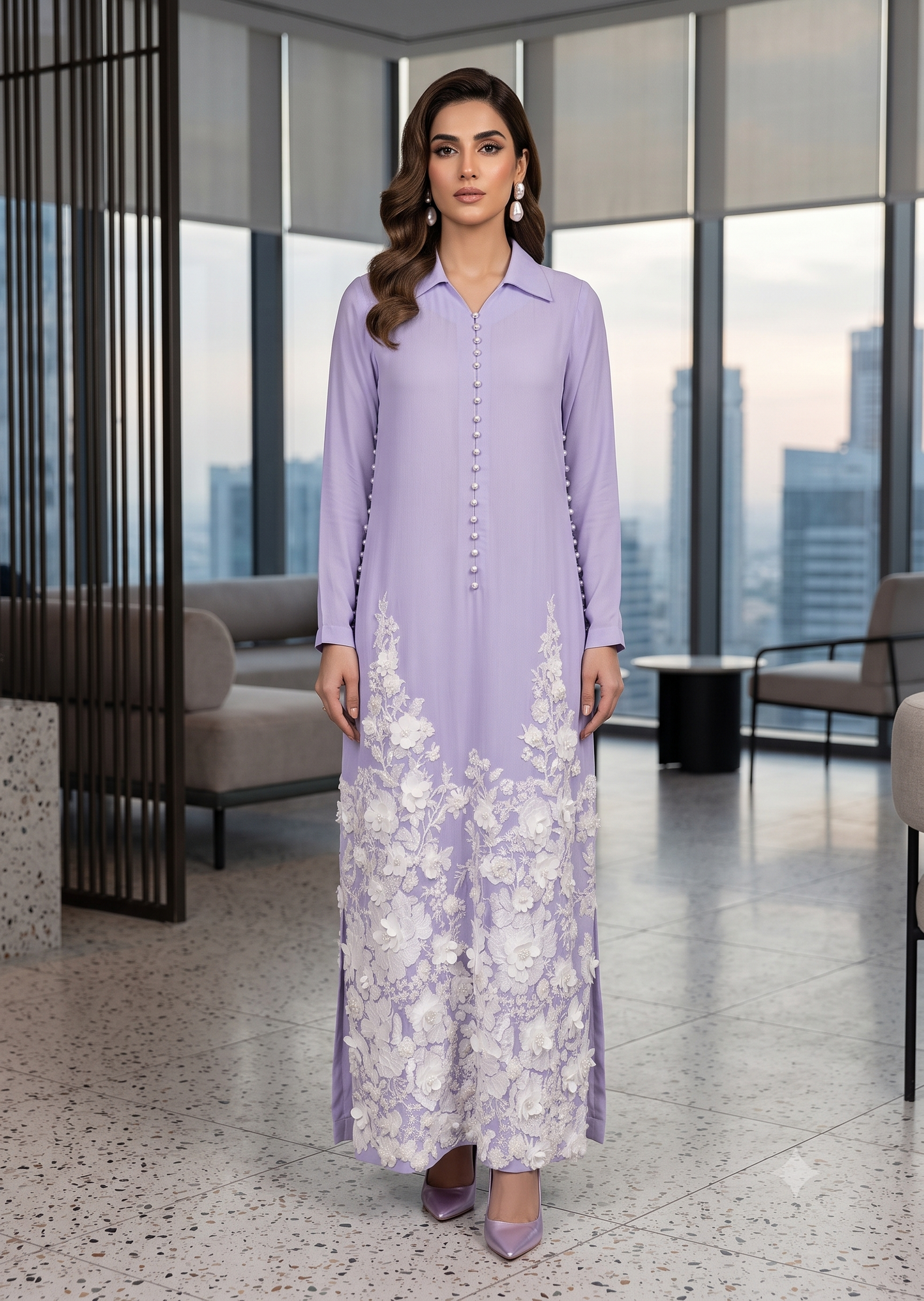 MARIA RAO- Lilac long daman work
