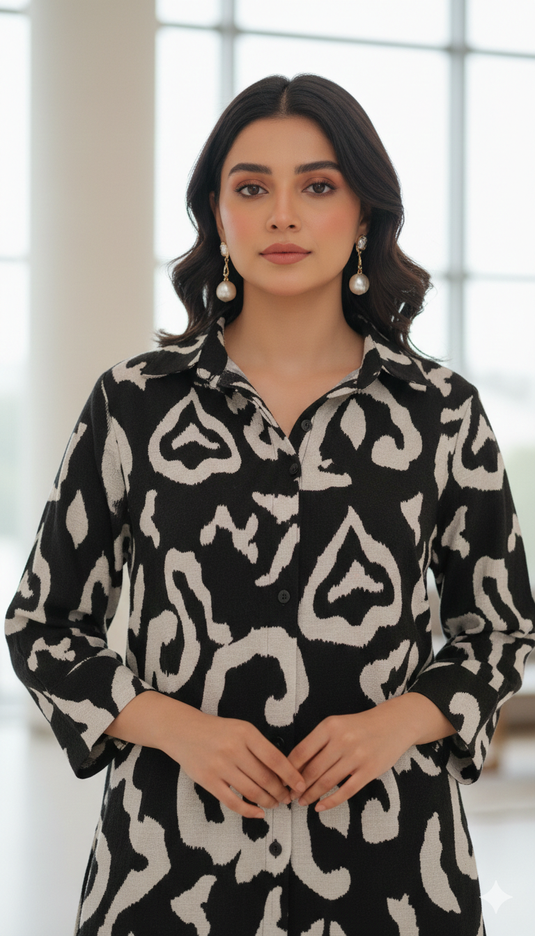 AMNA IQBAL - Black & White Printed