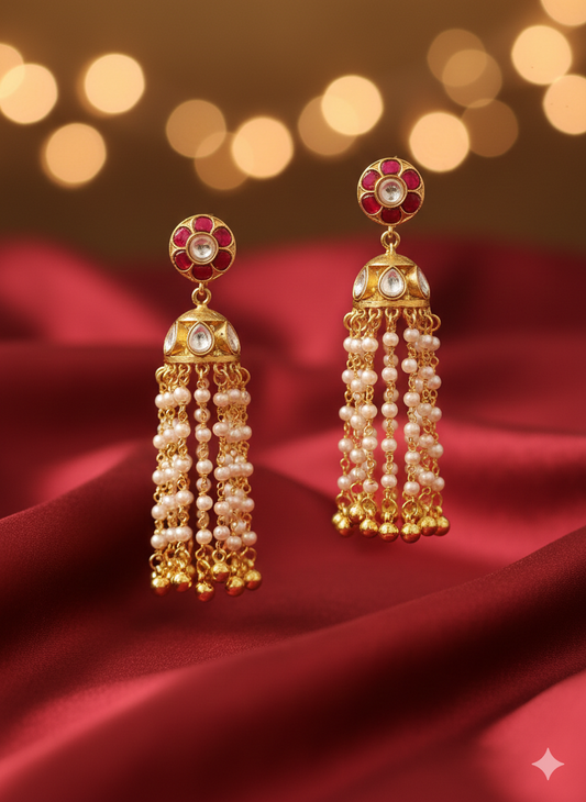 DAHLIA BY SEHAR ZAFAR - Ruby with Moti Droplets