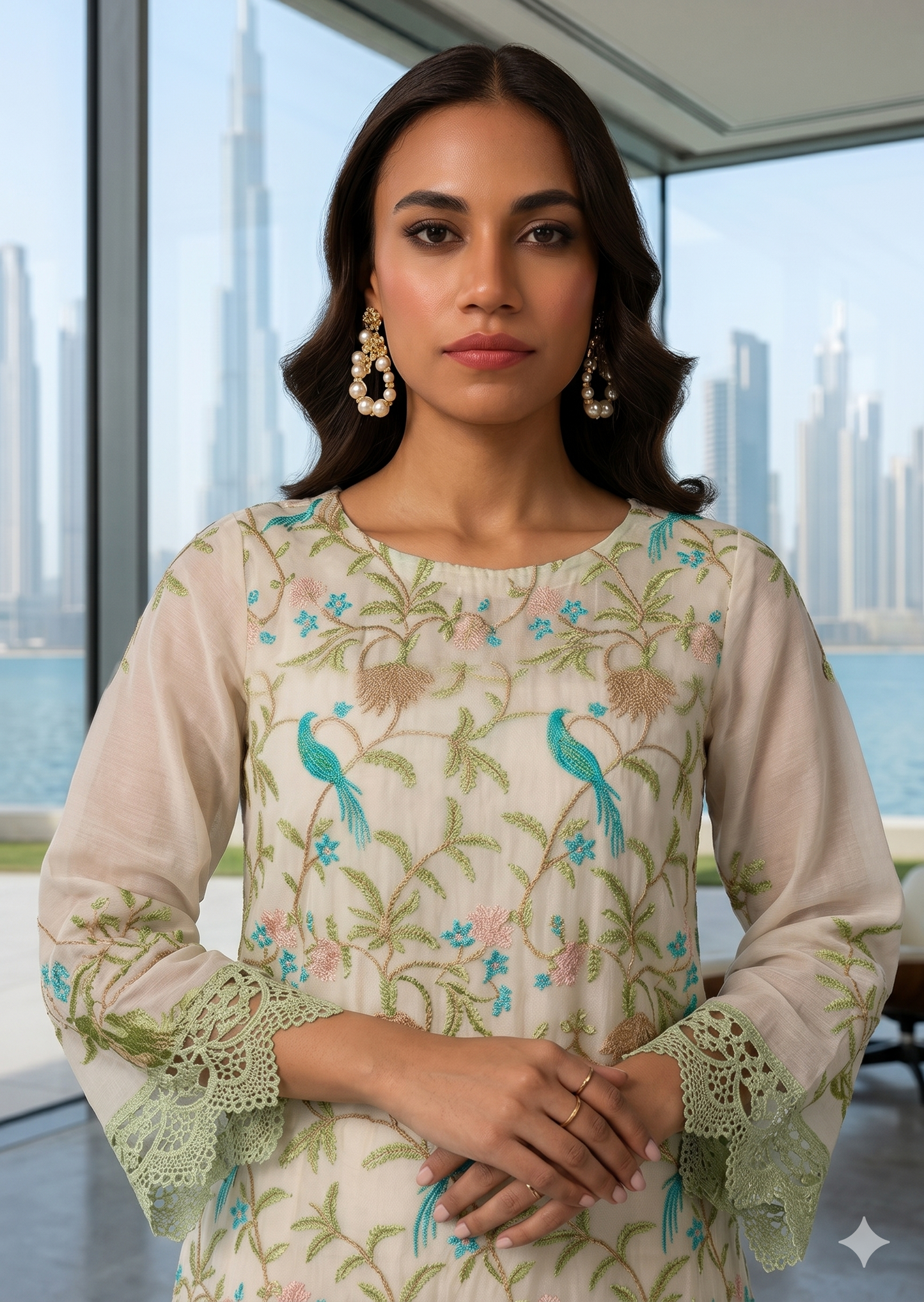 ASHJAIN SAFWAN - Off-White Bird (Farshi Shalwar)