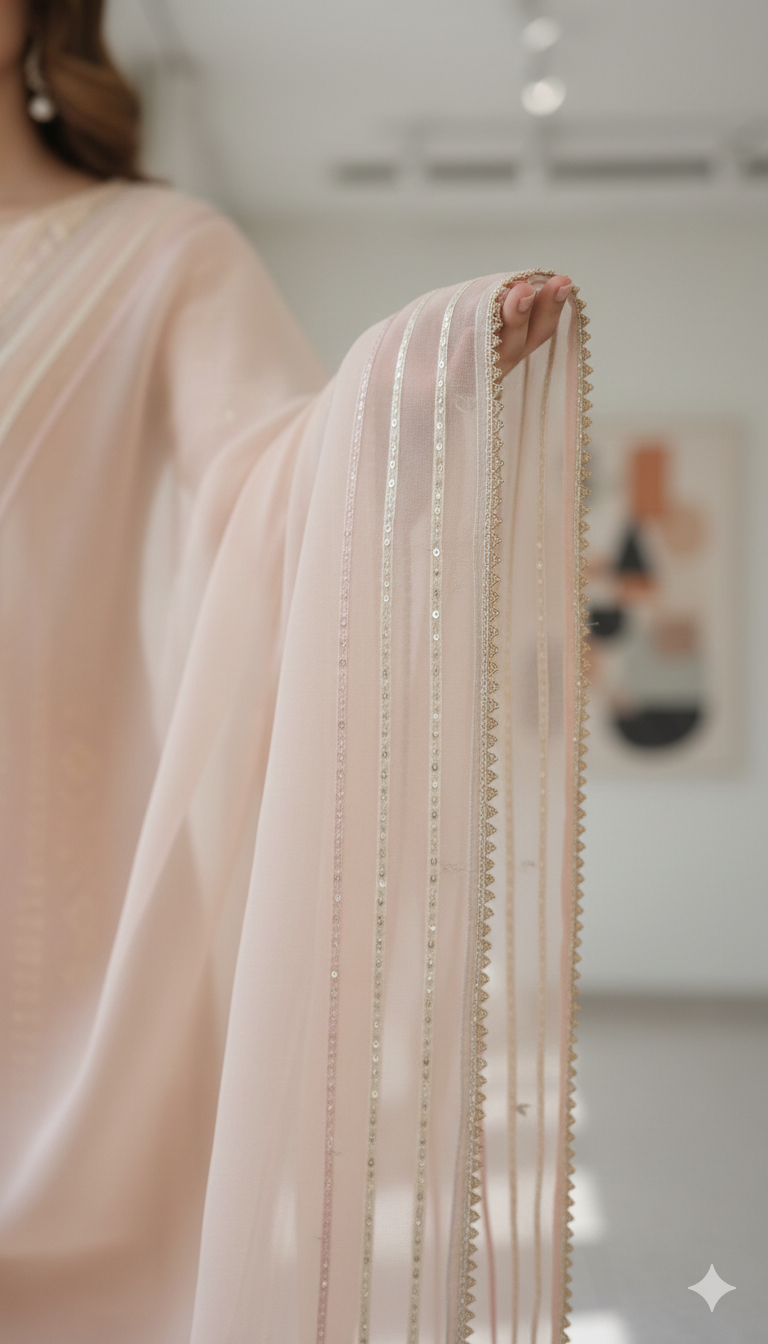 ERAM SHEIKH - Light pink chiffonsuit