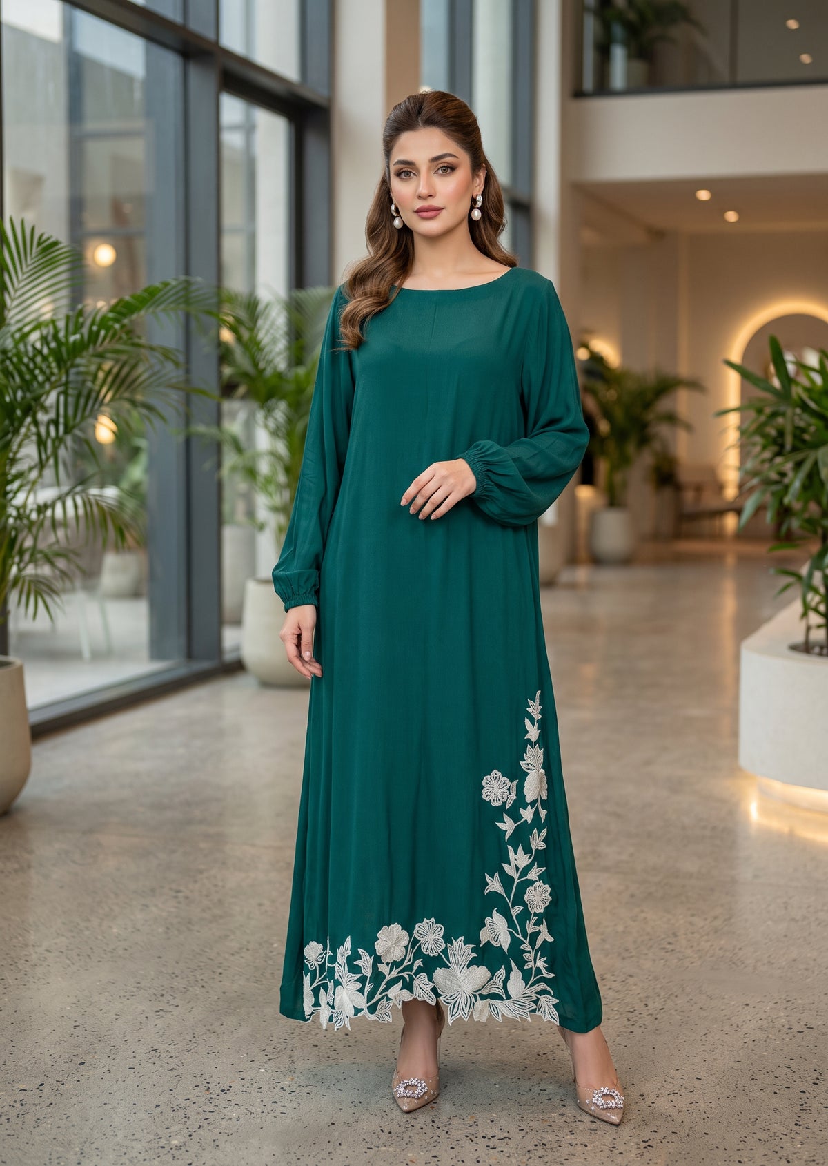 MARIA RAO - Green white emb