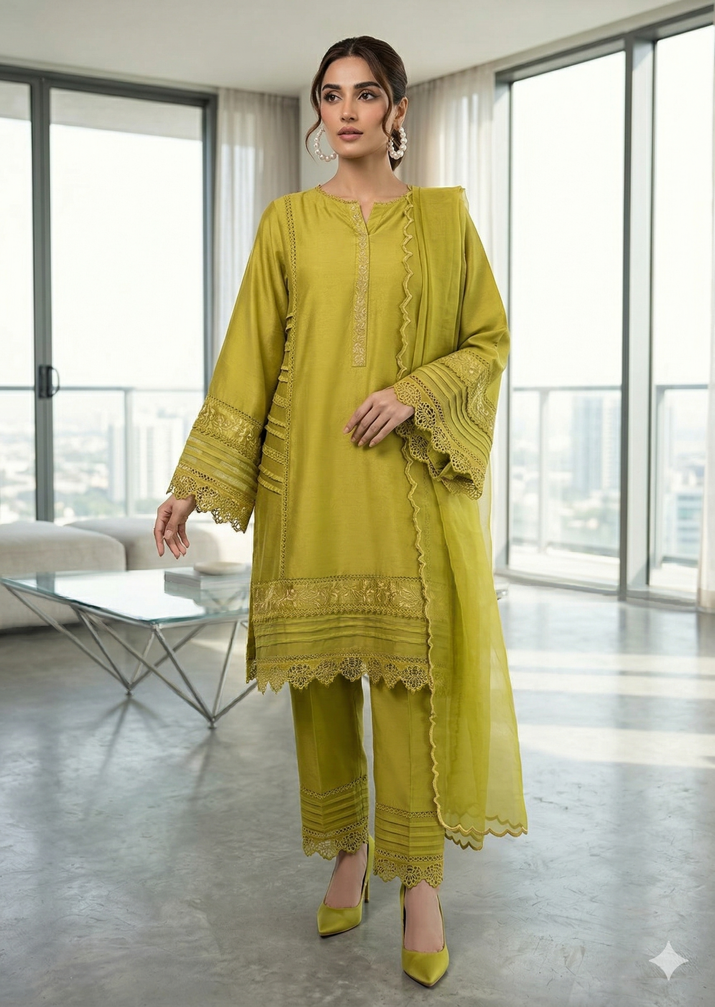ERAM  SHEIKH - Olive Green