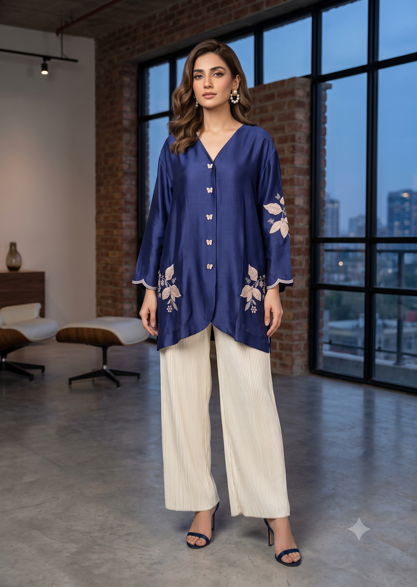 WAJEEHA ANSARI- Shirt with crushed pants