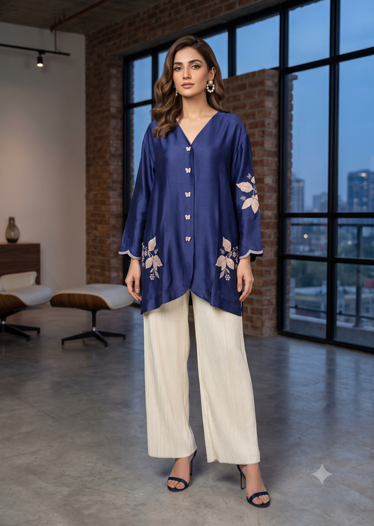 WAJEEHA ANSARI- Shirt with crushed pants