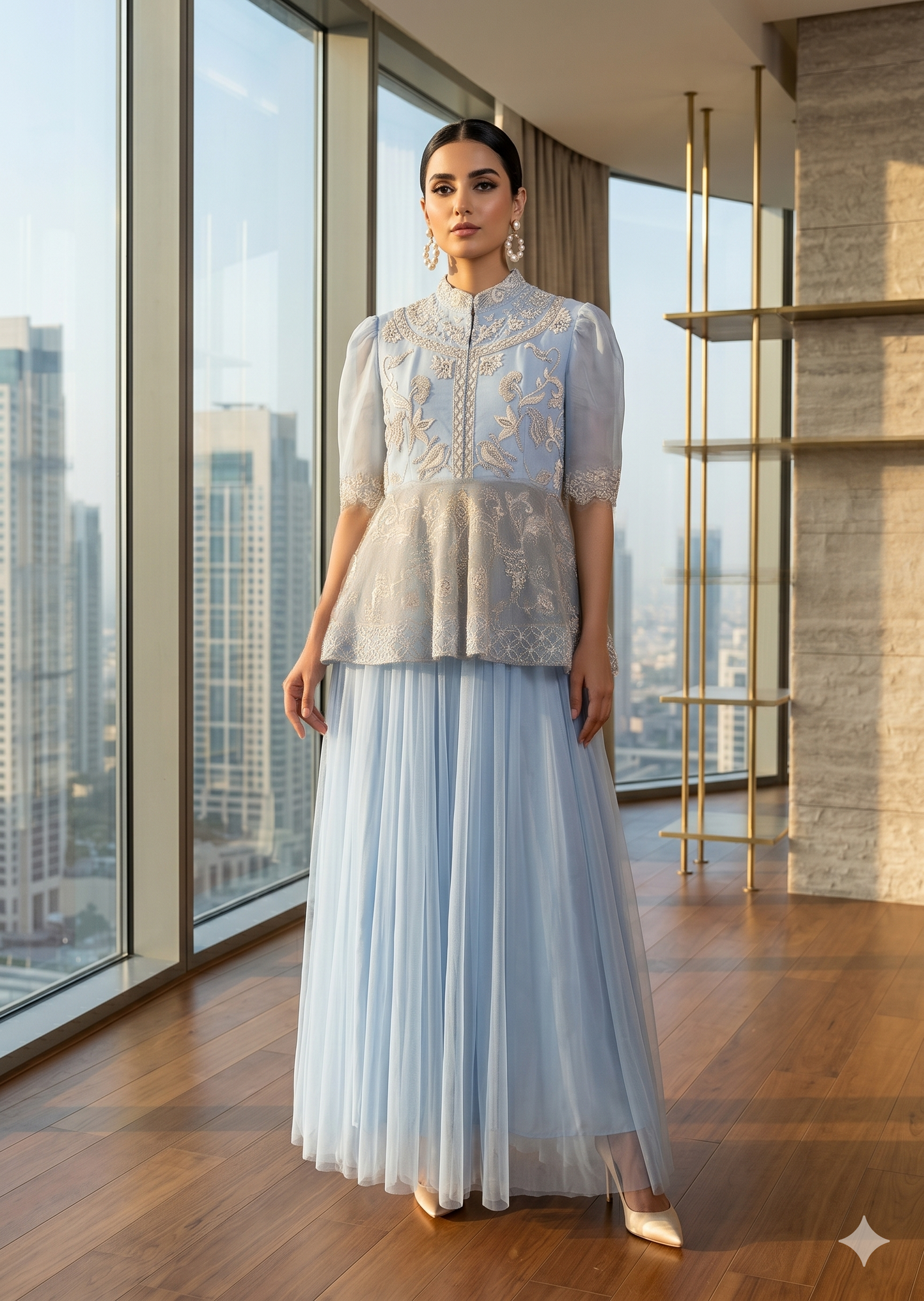 ZABRIC BY ZULEKHA AND SANA - Azure Grace Peplum