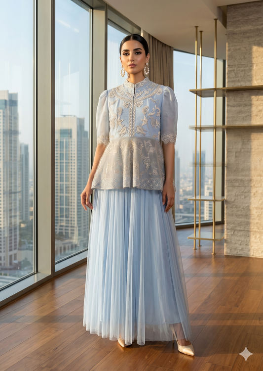 ZABRIC BY ZULEKHA AND SANA - Azure Grace Peplum