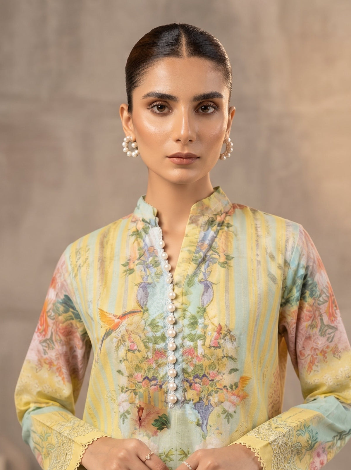 THREADS AND MOTIFS-Yellow floral printed