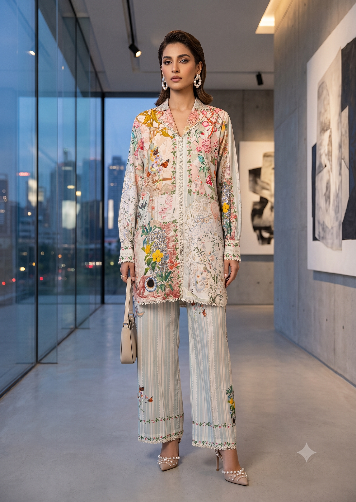 THREADS AND MOTIFS - Skyblue Floral