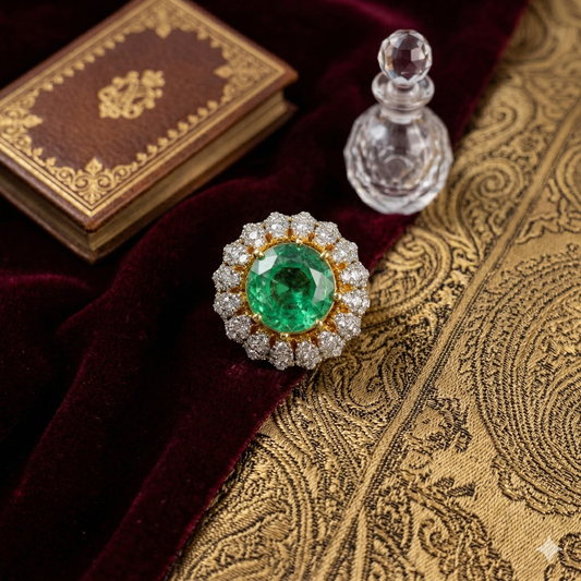 ZAHEEN KAMRAN - Emerald with zircon Ring