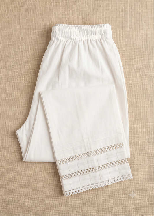 SABEEN MANEKIA - Offwhite Criss-cross lace