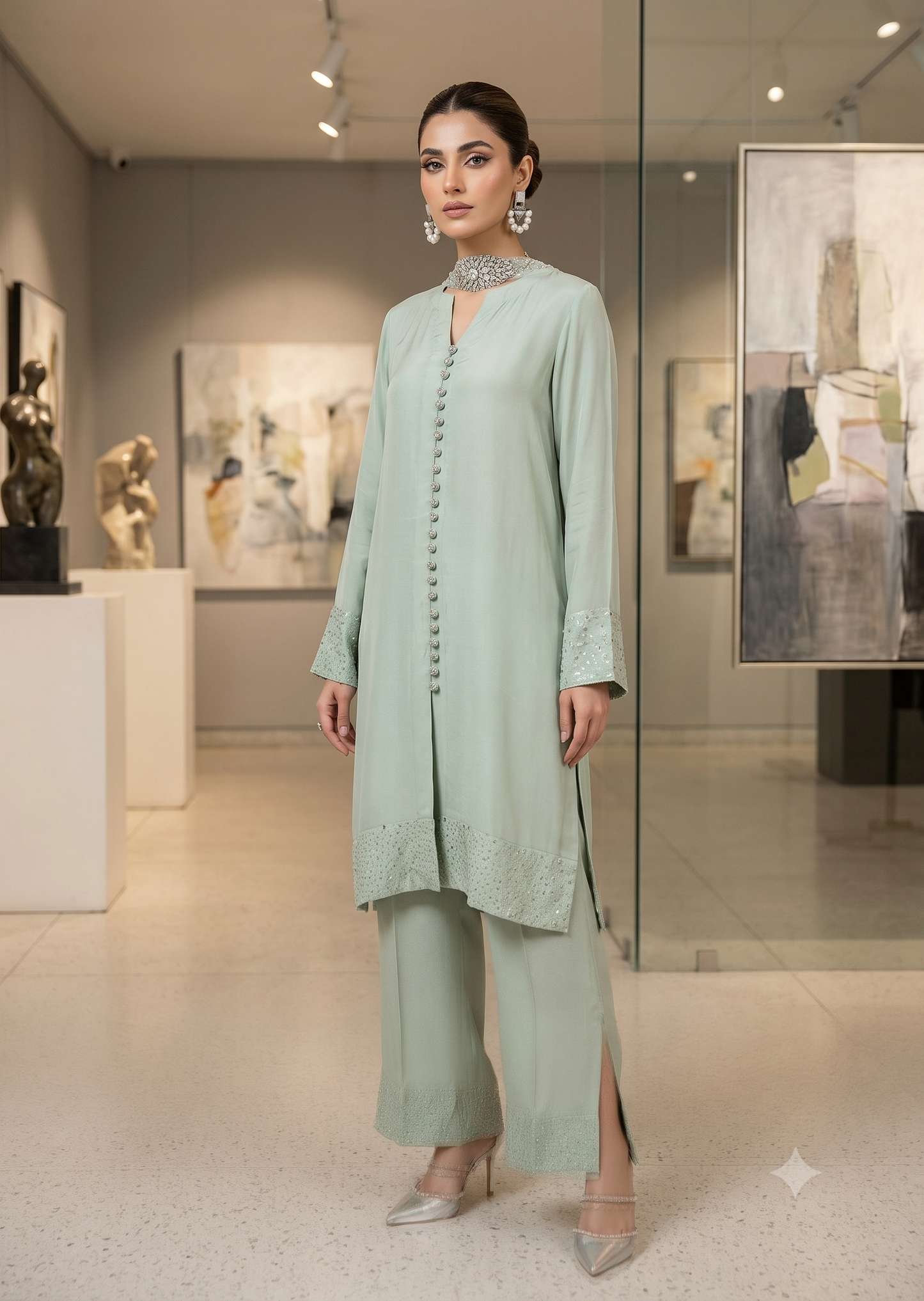 MARIA RAO-Mint green stone