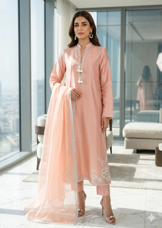 AMNA IQBAL - Amaya blue in  Pink