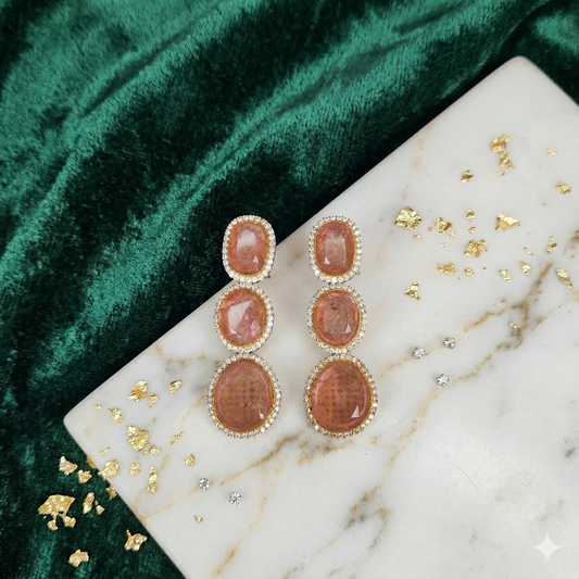 DAHLIA BY SEHAR ZAFAR - Pink Oval Earrings