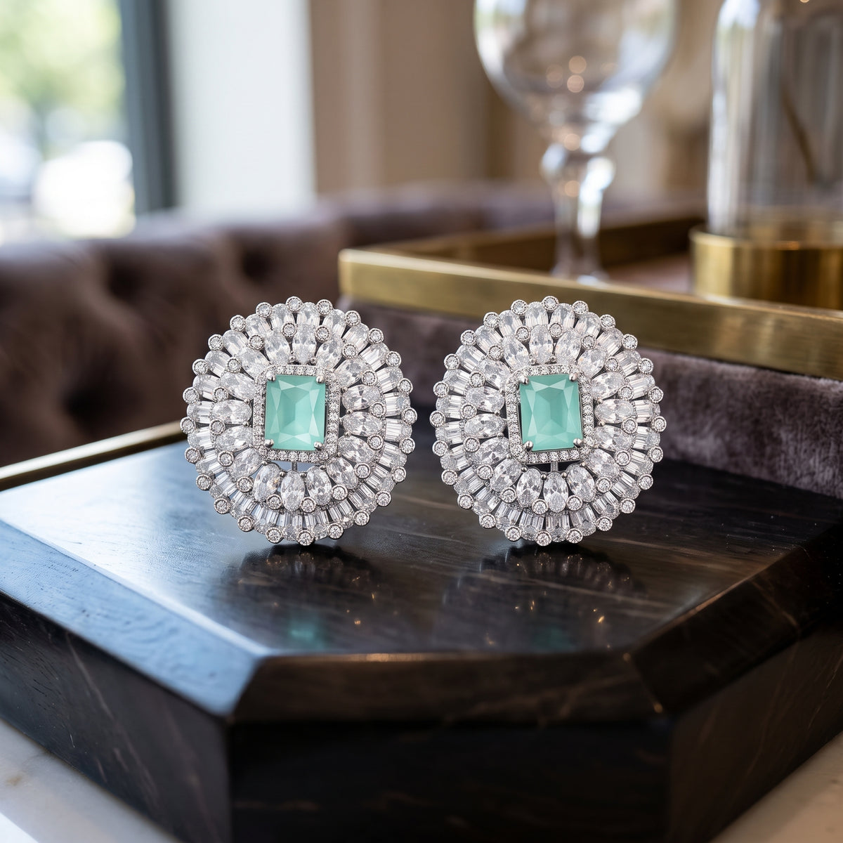 DHALIA BY SEHAR ZAFAR - Mint  zircon round