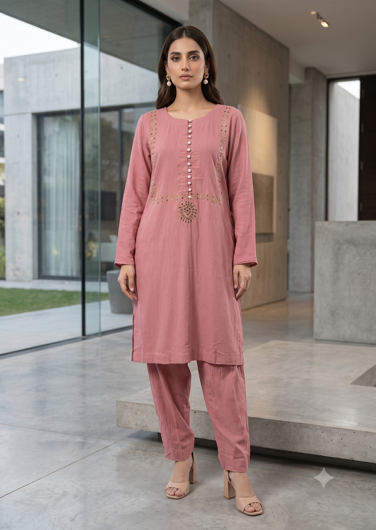 ASHJAIN SAFWAN -Pink kamdani work 2pc