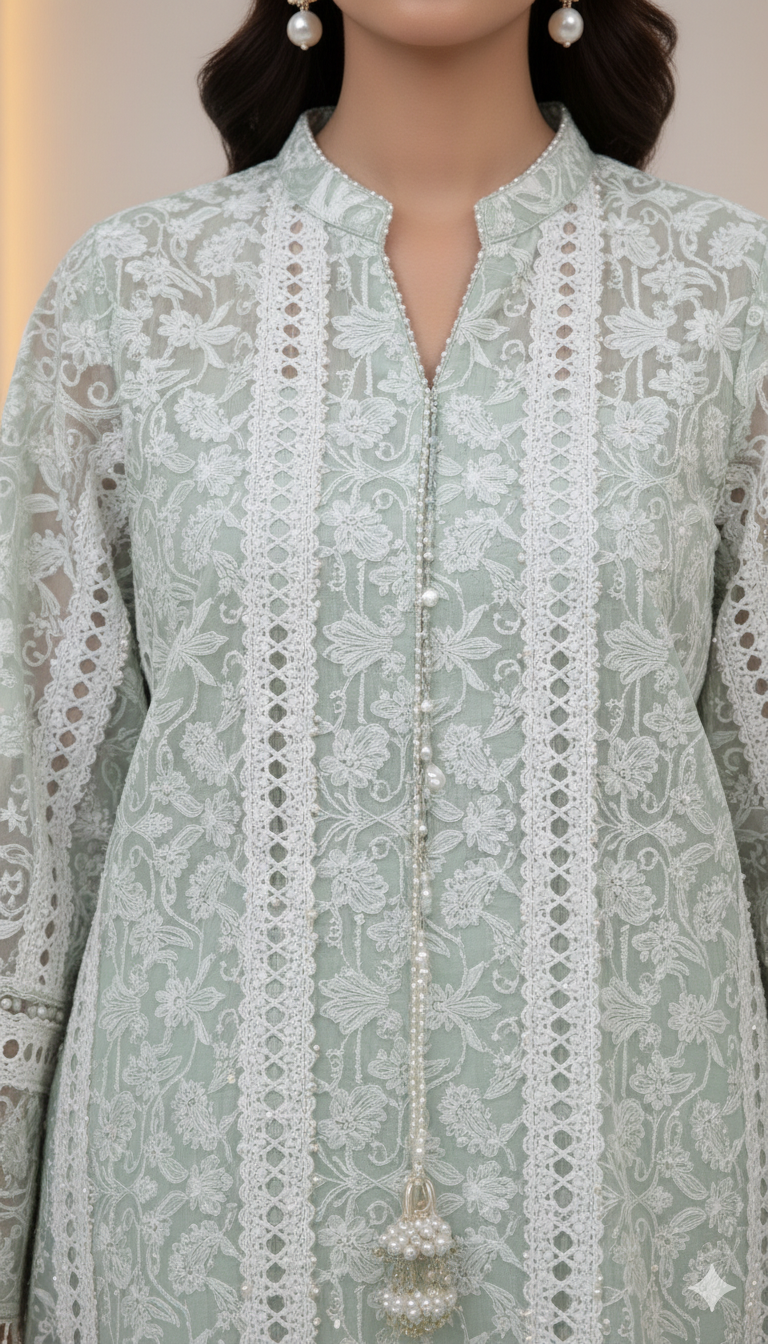 HUE PRET - Mint and white lace