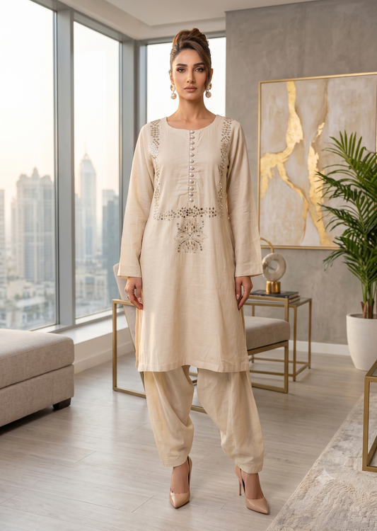 ASHJAIN SAFWAN -Ivory kamdani work  2 pc
