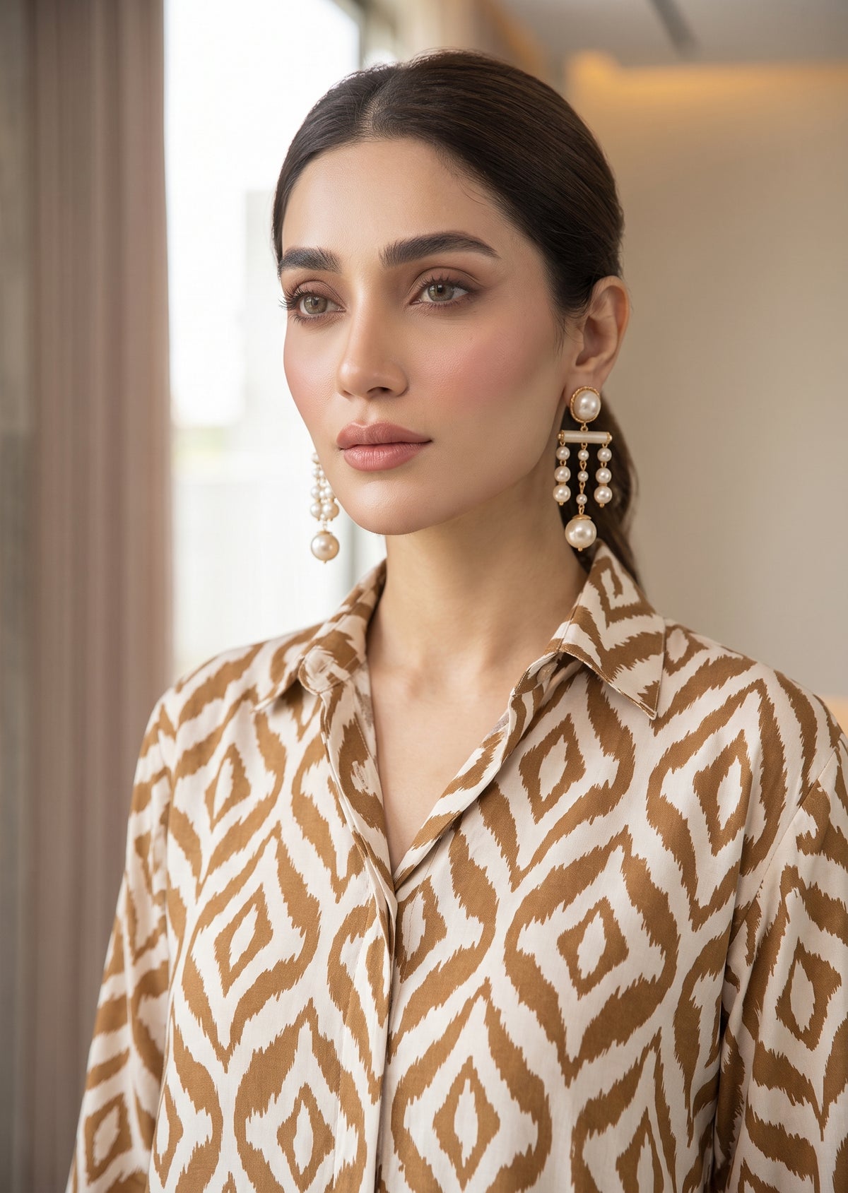 AMNA IQBAL- Creme mustard silk coord set