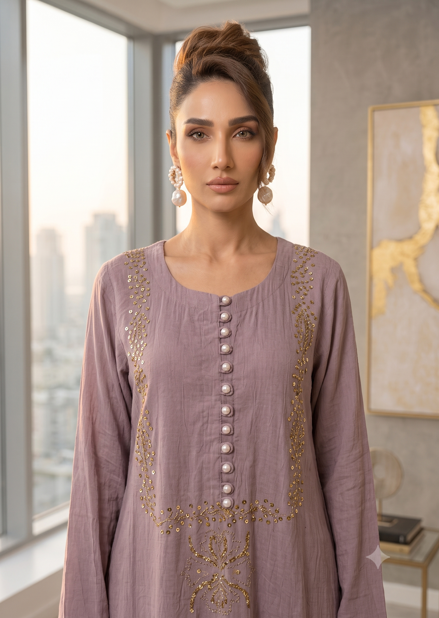 ASHJAIN SAFWAN -Lavender kamdani work 2 pc