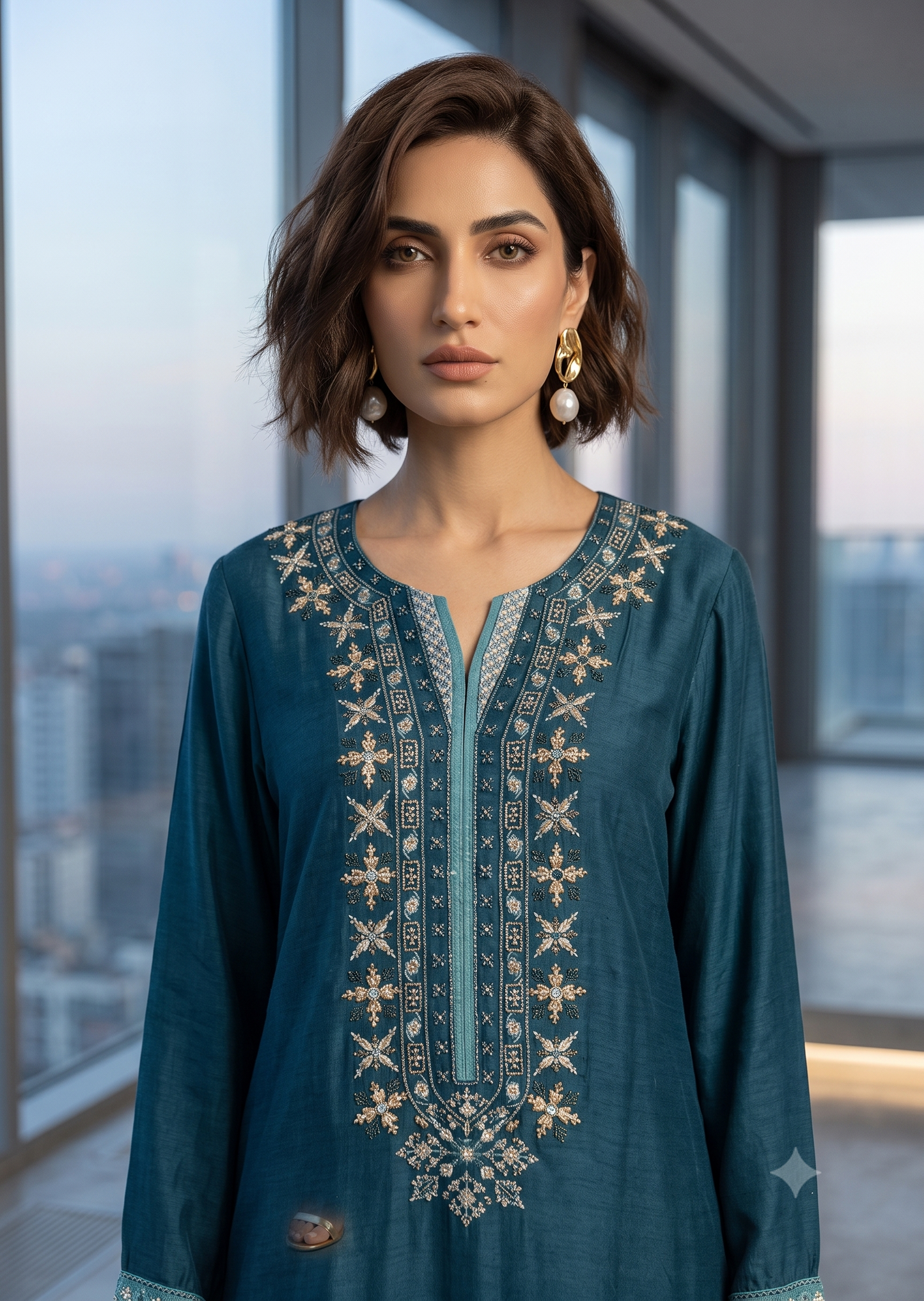 WAJEEHA ANSARI- 2 Piece cotton net