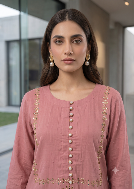 ASHJAIN SAFWAN -Pink kamdani work 2pc