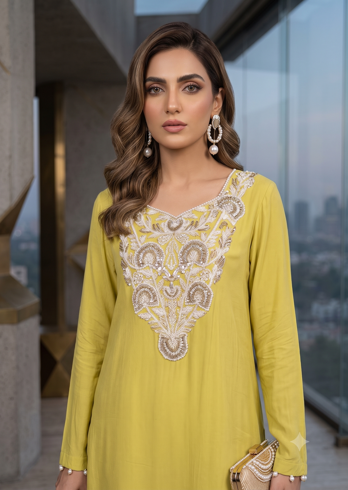 MARIA RAO - Yellow white neck