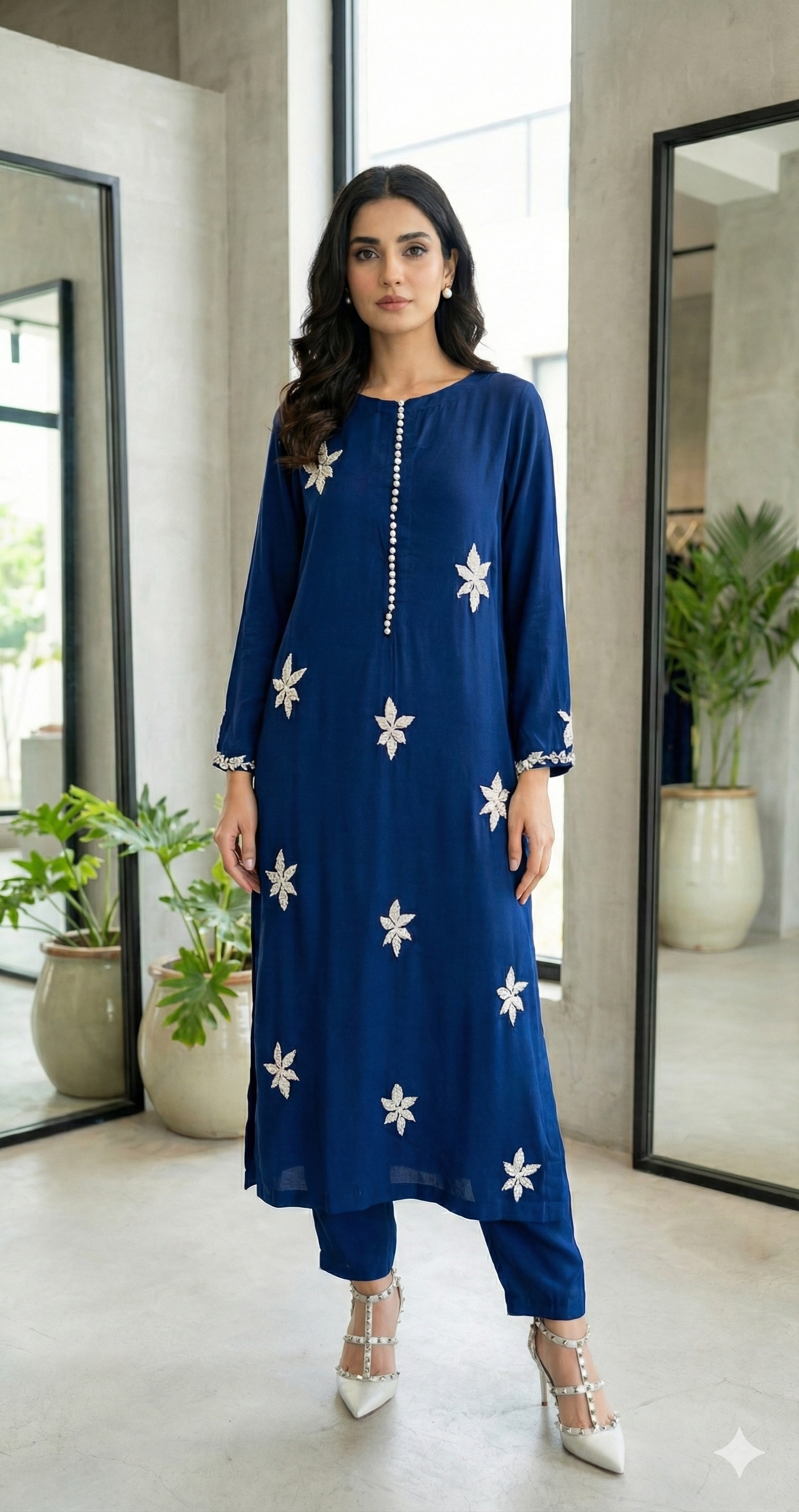 MARIA RAO-Blue white botties