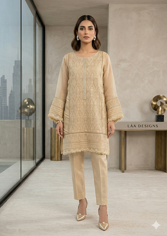 ERAM  SHEIKH - Light beige with gold