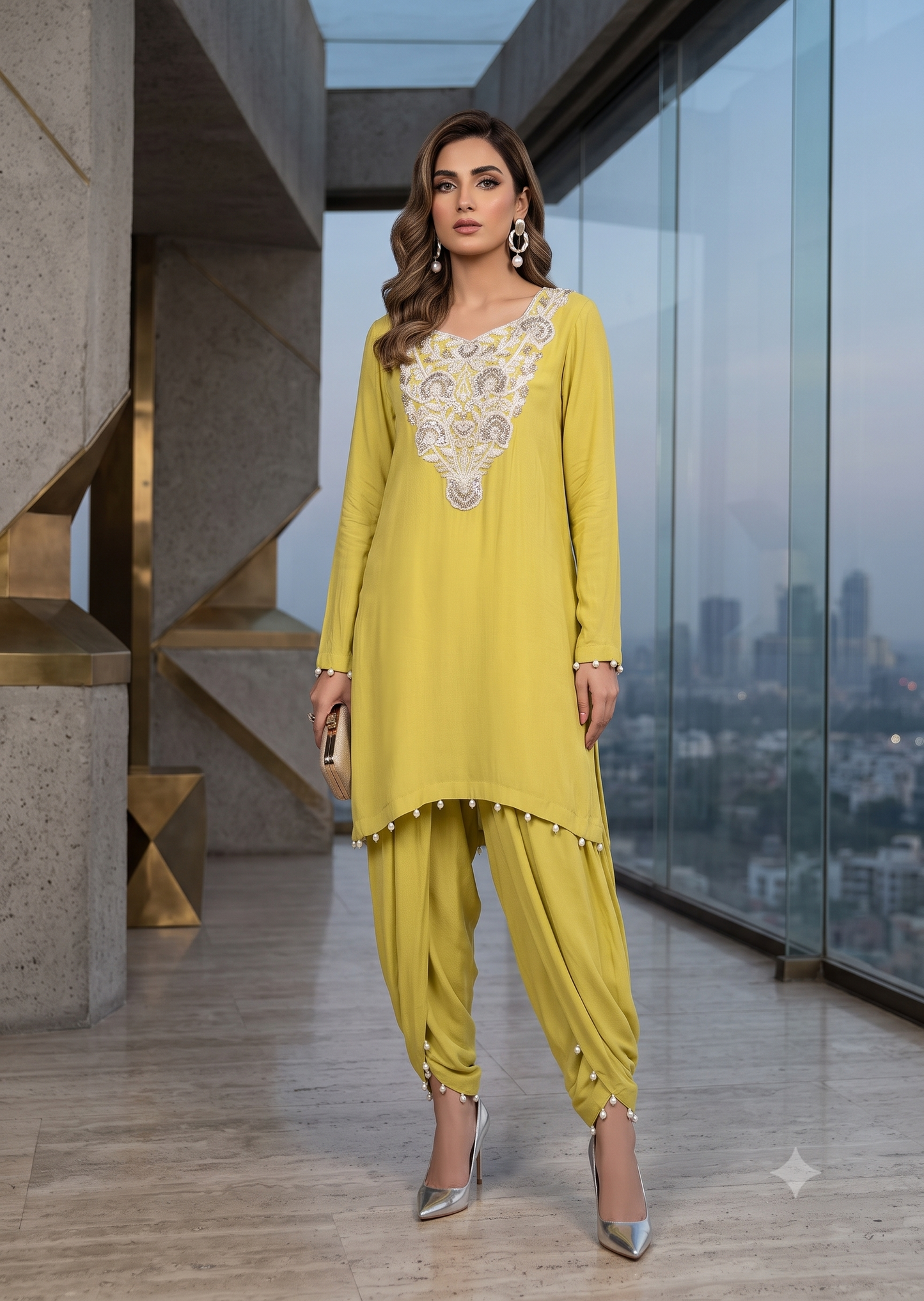 MARIA RAO - Yellow white neck