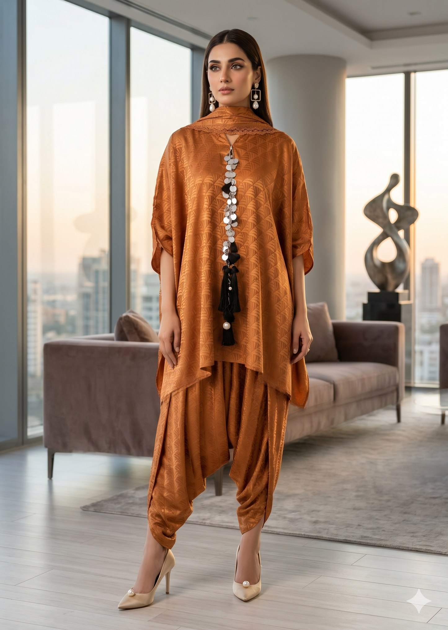 ALEENA FAREENA - Mustard  silk