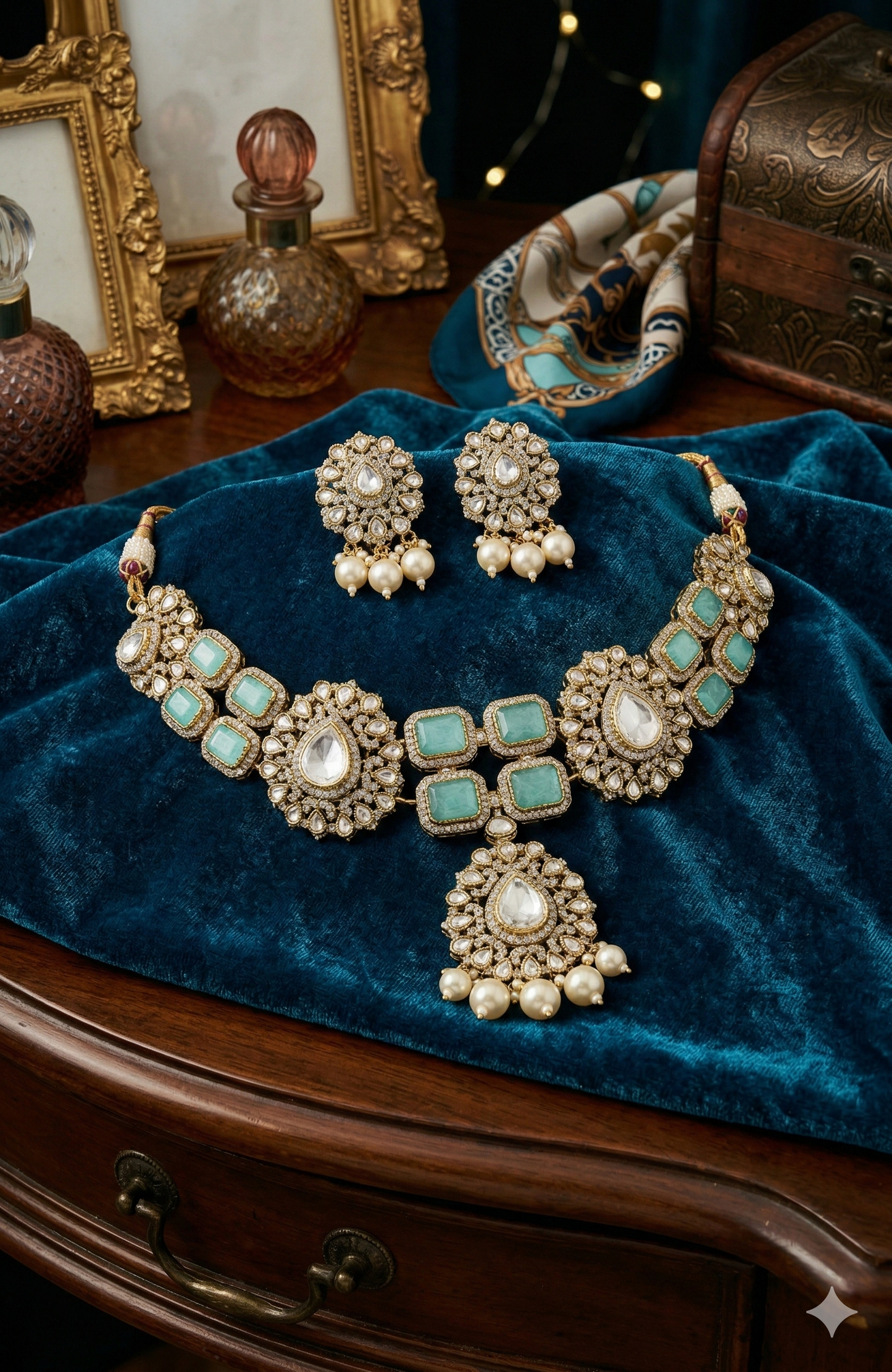 THE BUTTERFLY EFFECT - The Turquoise Empress Polki Choker Set