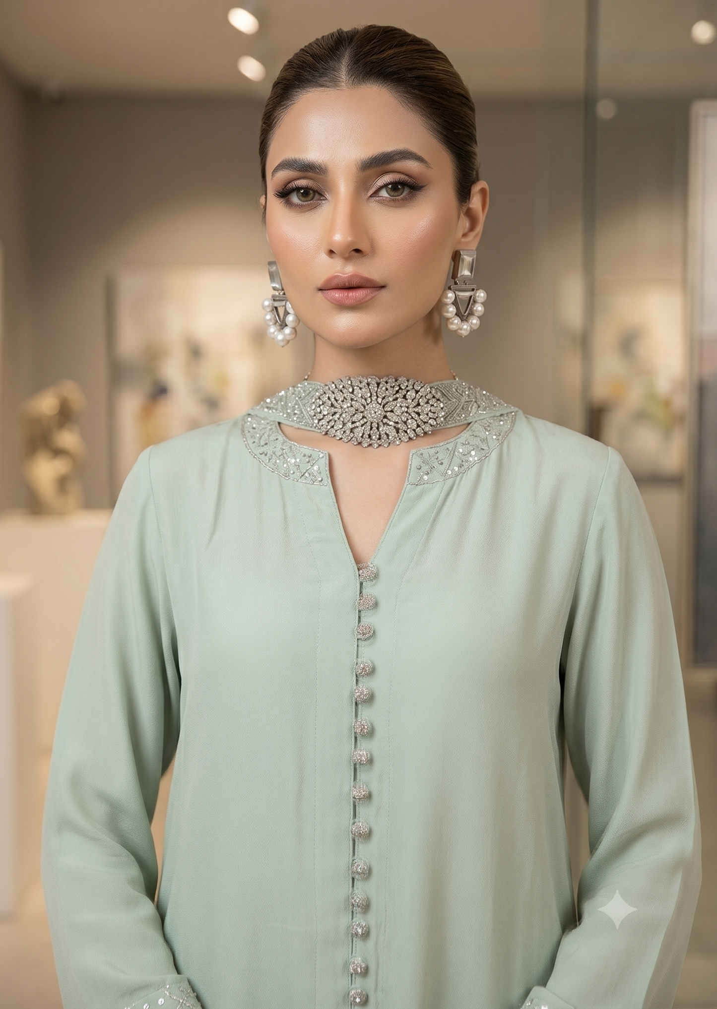 MARIA RAO-Mint green stone