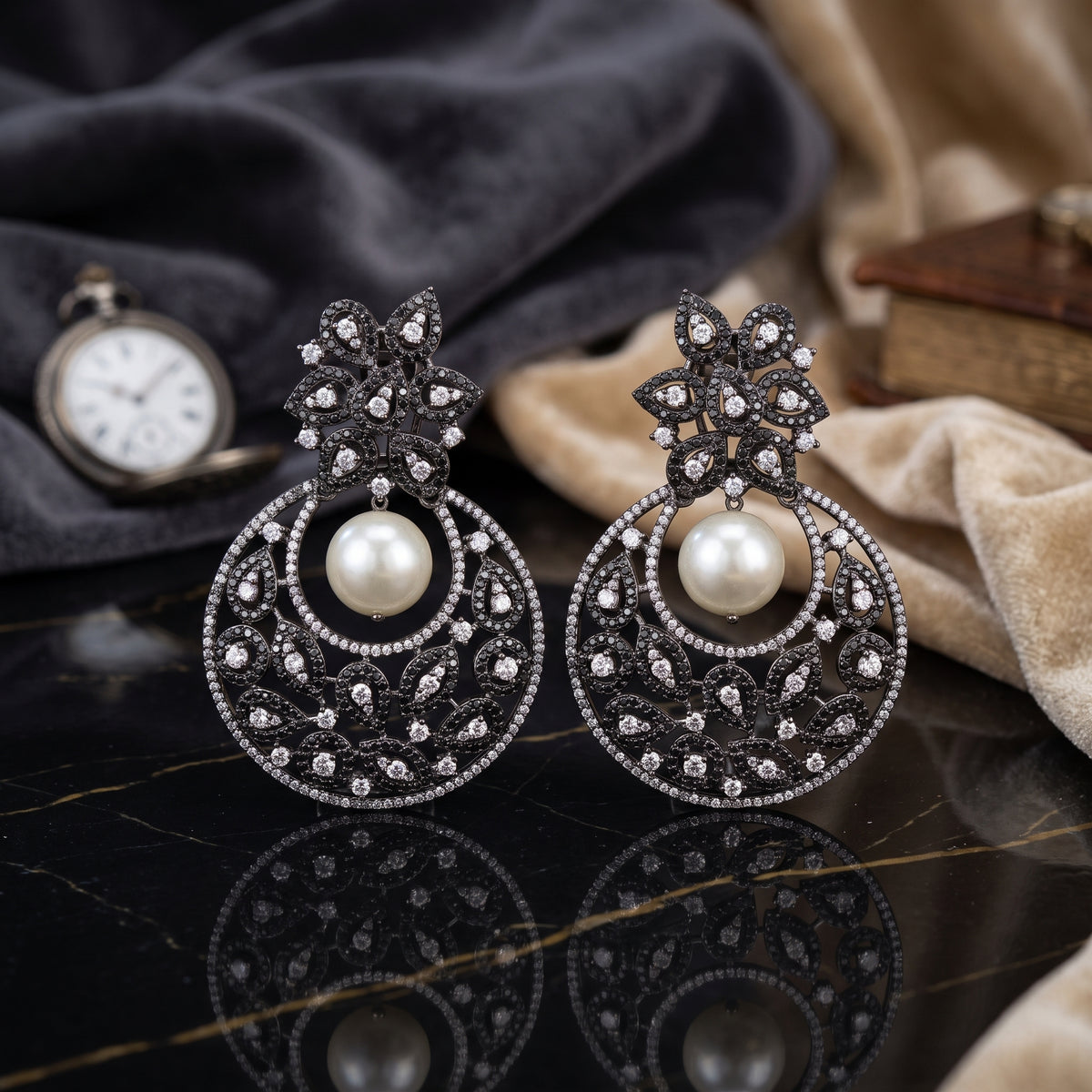 DHALIA BY SEHAR ZAFAR - Grey and pearl round