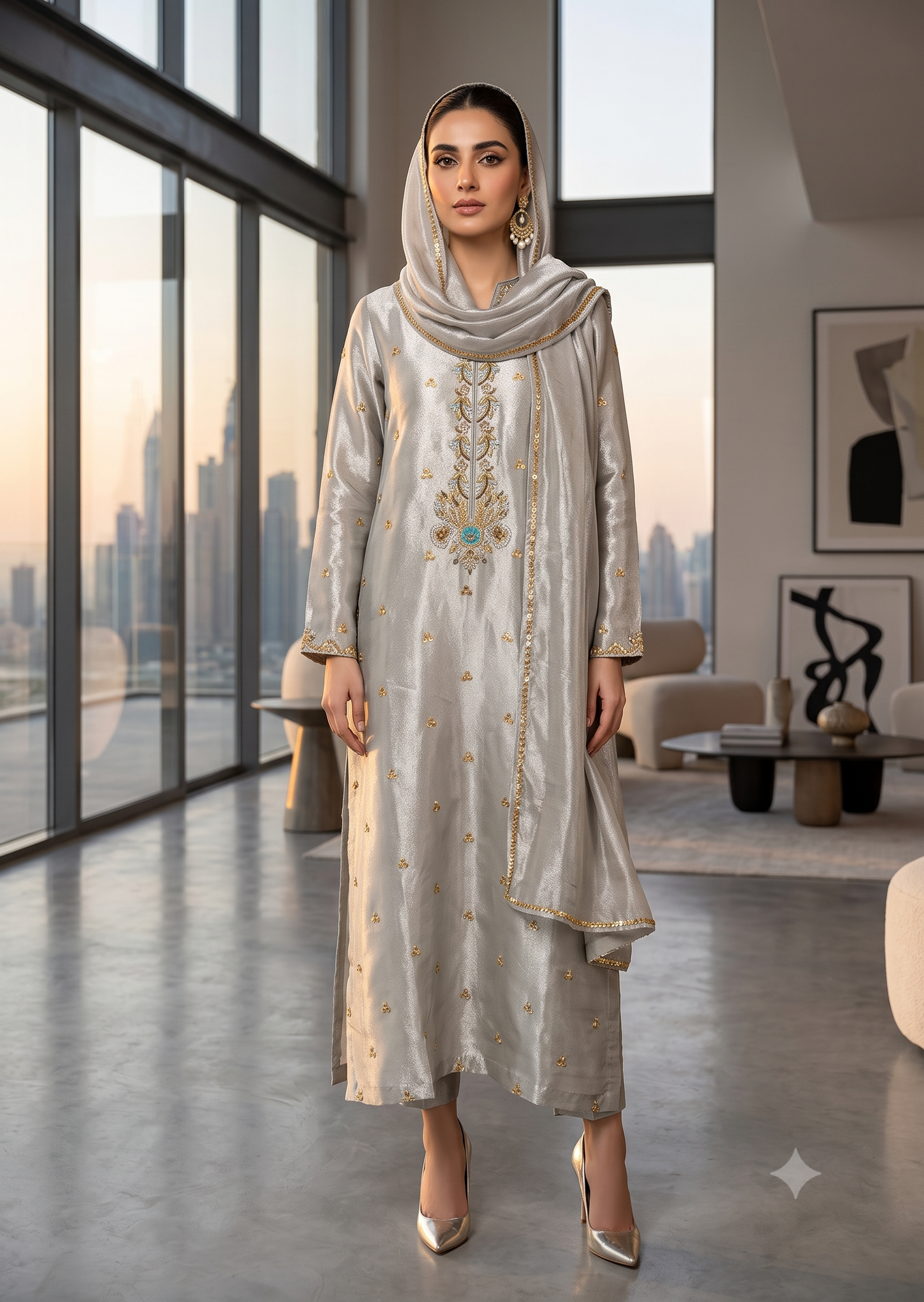 ASHJAIN SAFWAN -Green silver tissue