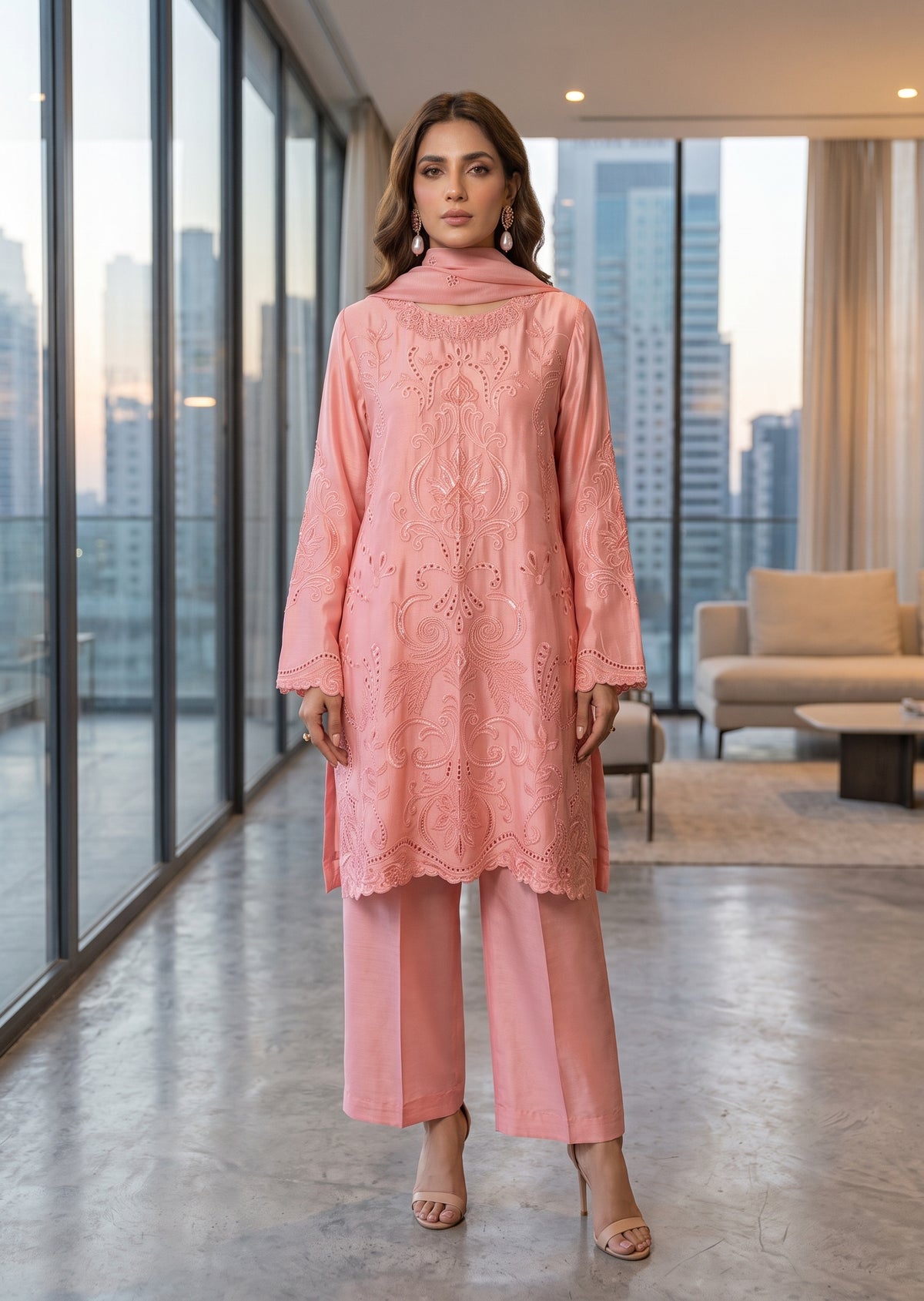 ASHJAIN SAFWAN- Short shirt  peach