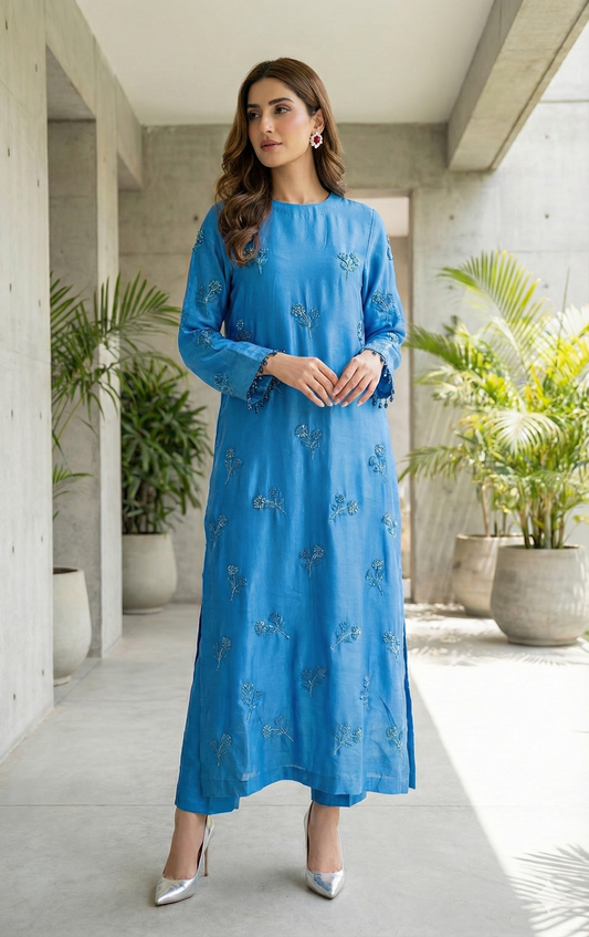 SAMMY K- Blue Printed Long