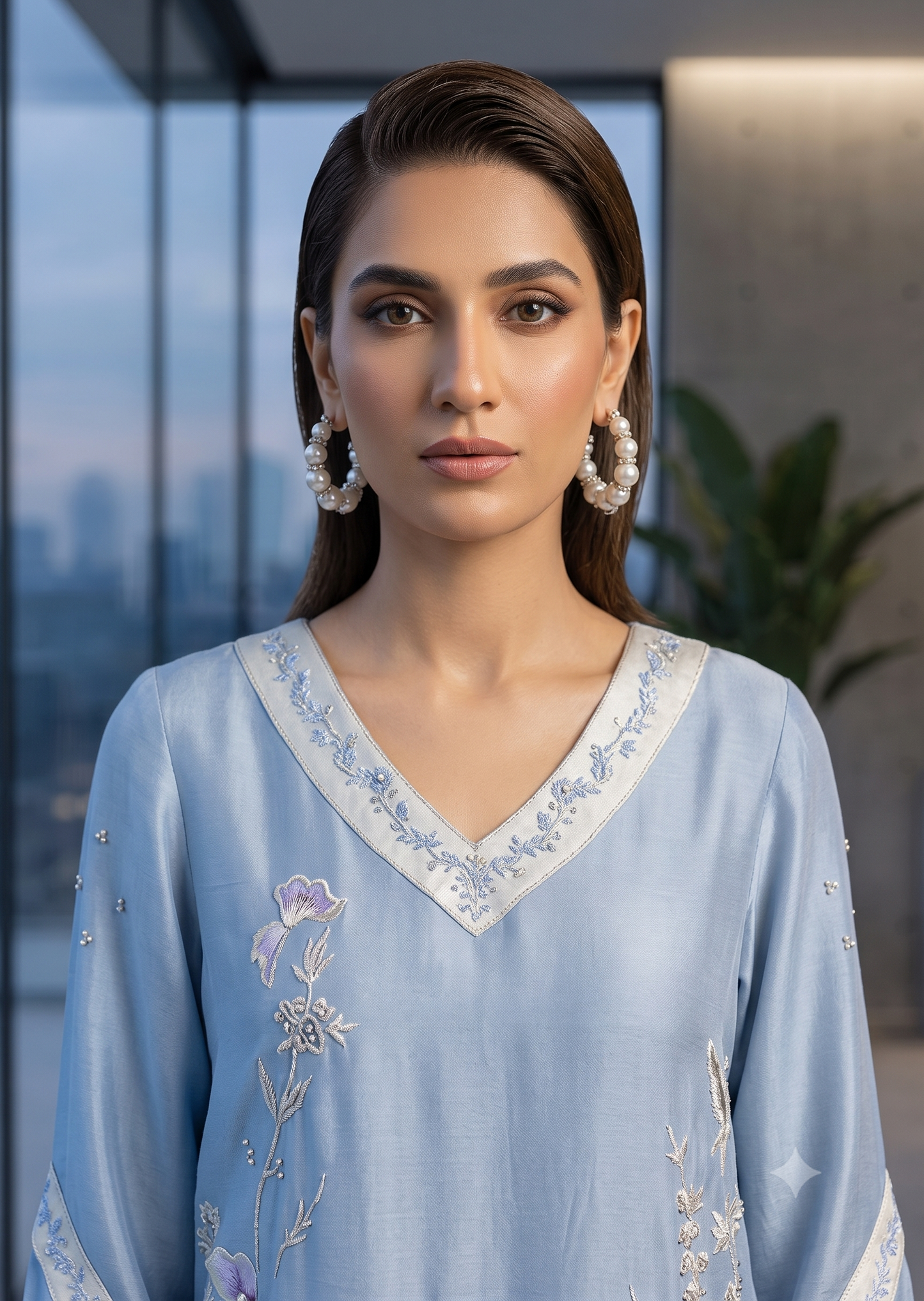 FARAH ZUBAIR-Blue kaftan