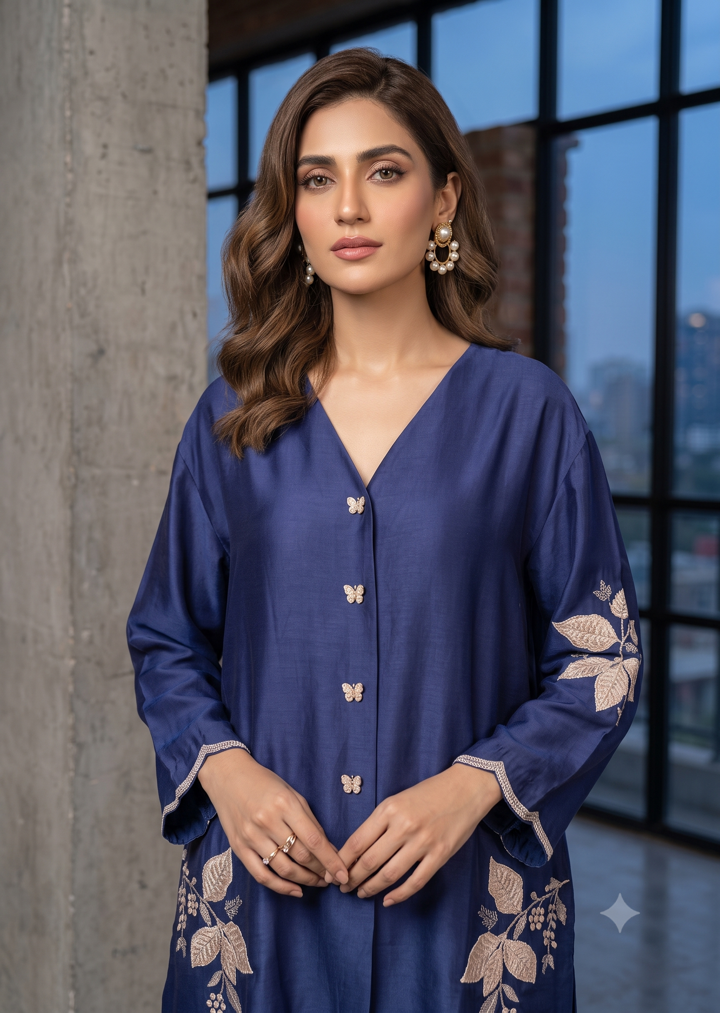 WAJEEHA ANSARI- Shirt with crushed pants