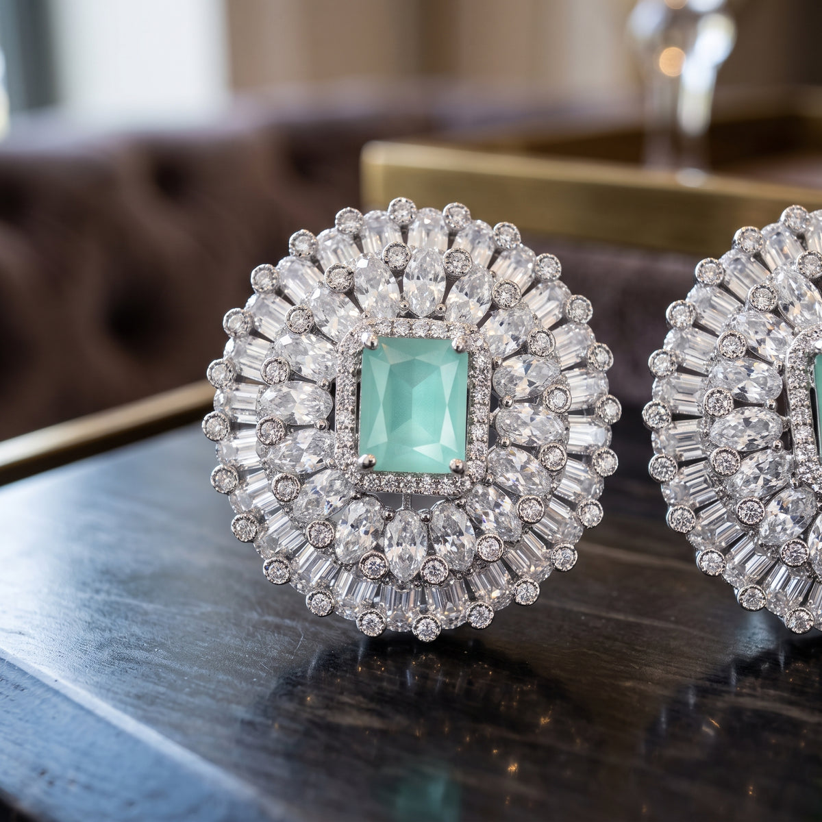 DHALIA BY SEHAR ZAFAR - Mint  zircon round