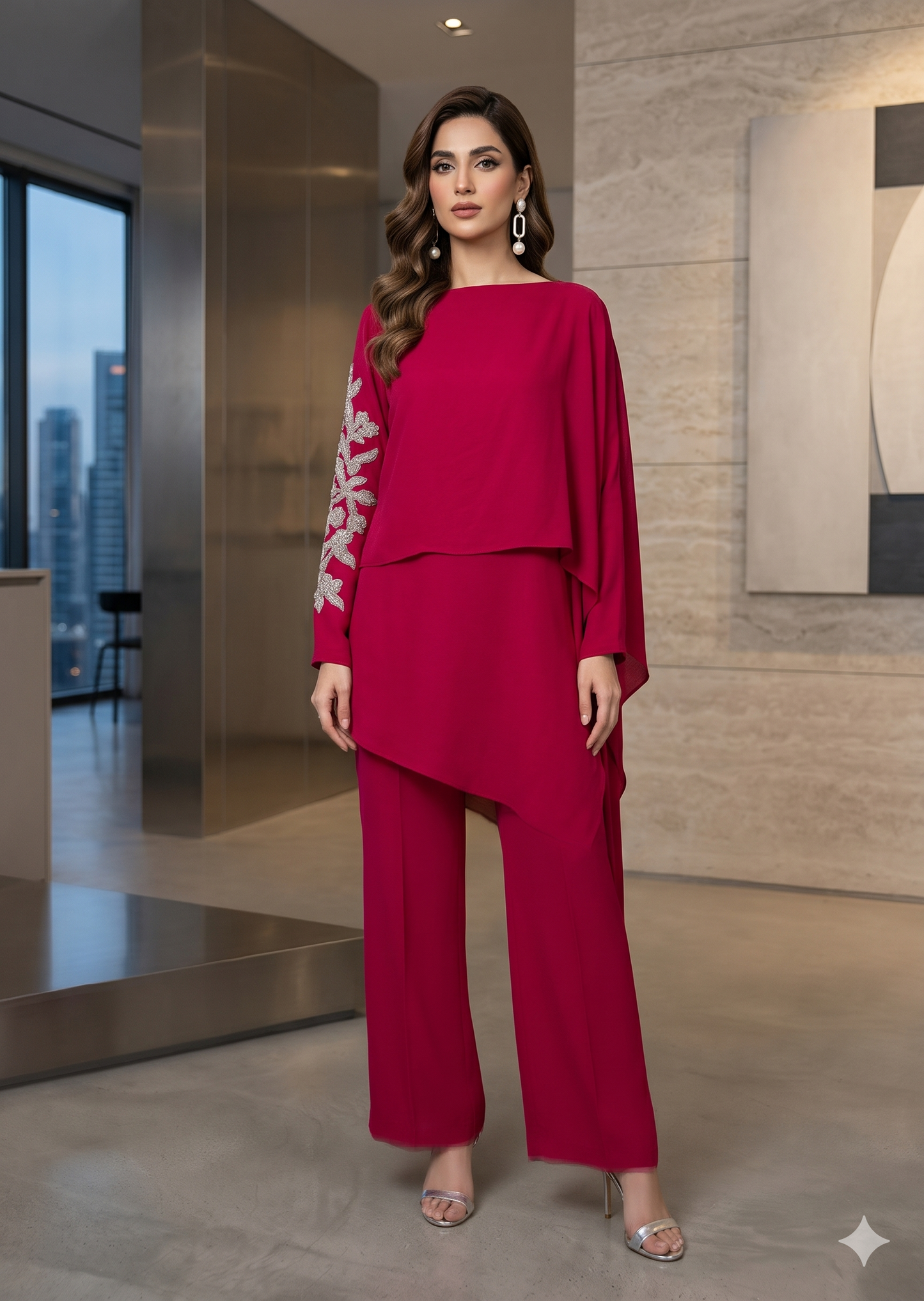 MARIA RAO - Pink top one sleeves work