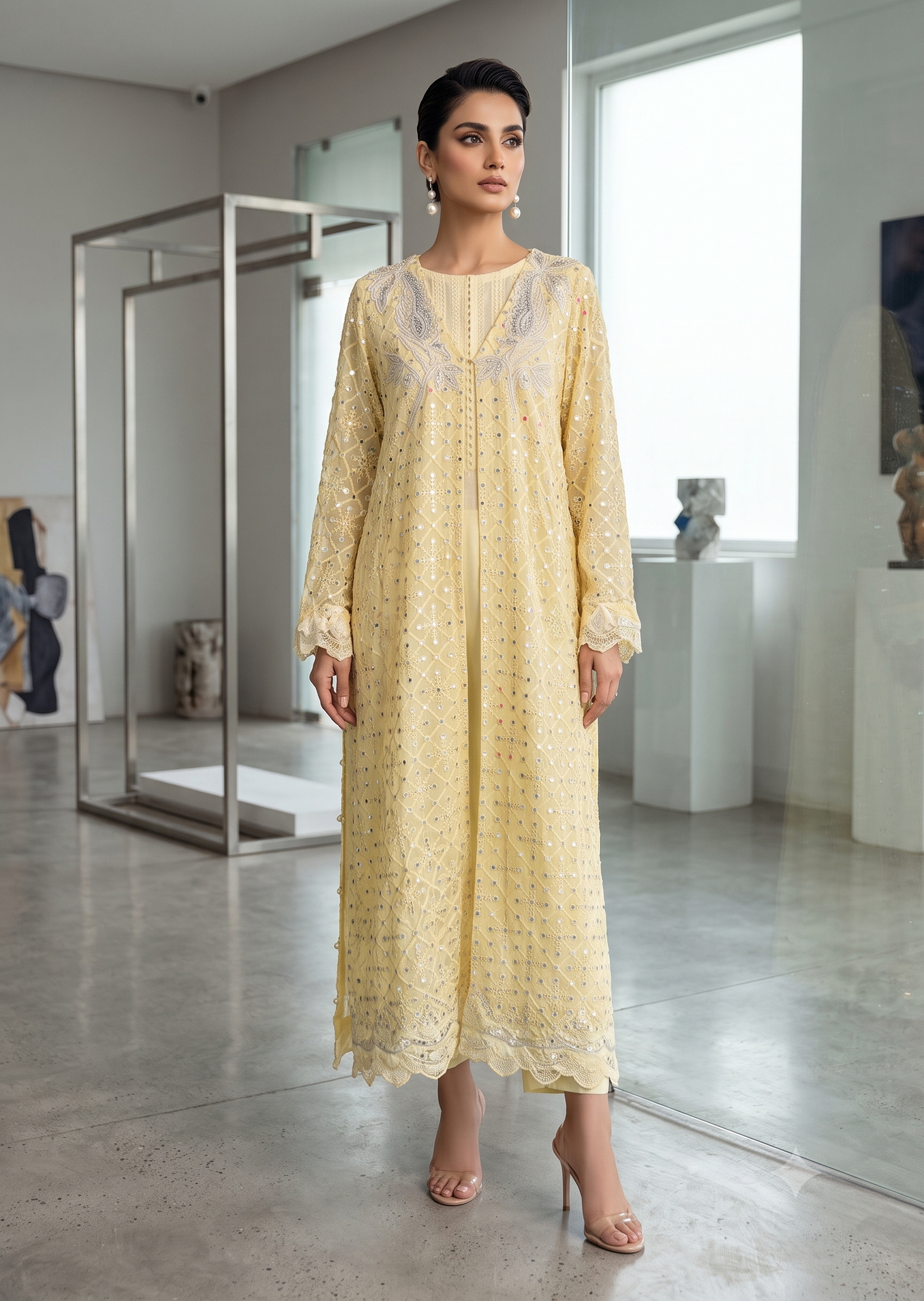 FARAH ZUBAIR-Yellow emb