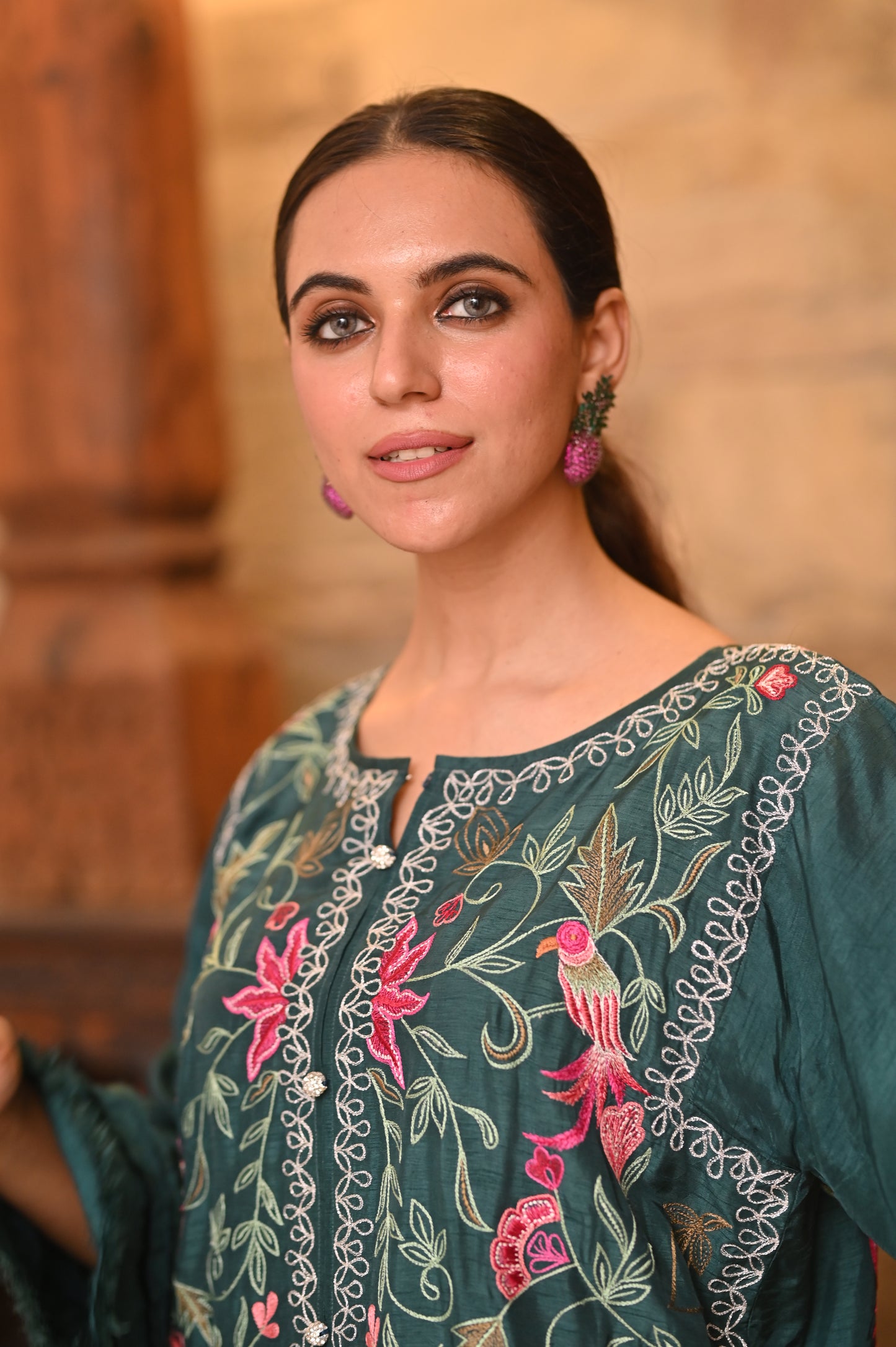 Wajeeha Ansari - Green Embroidered Coord