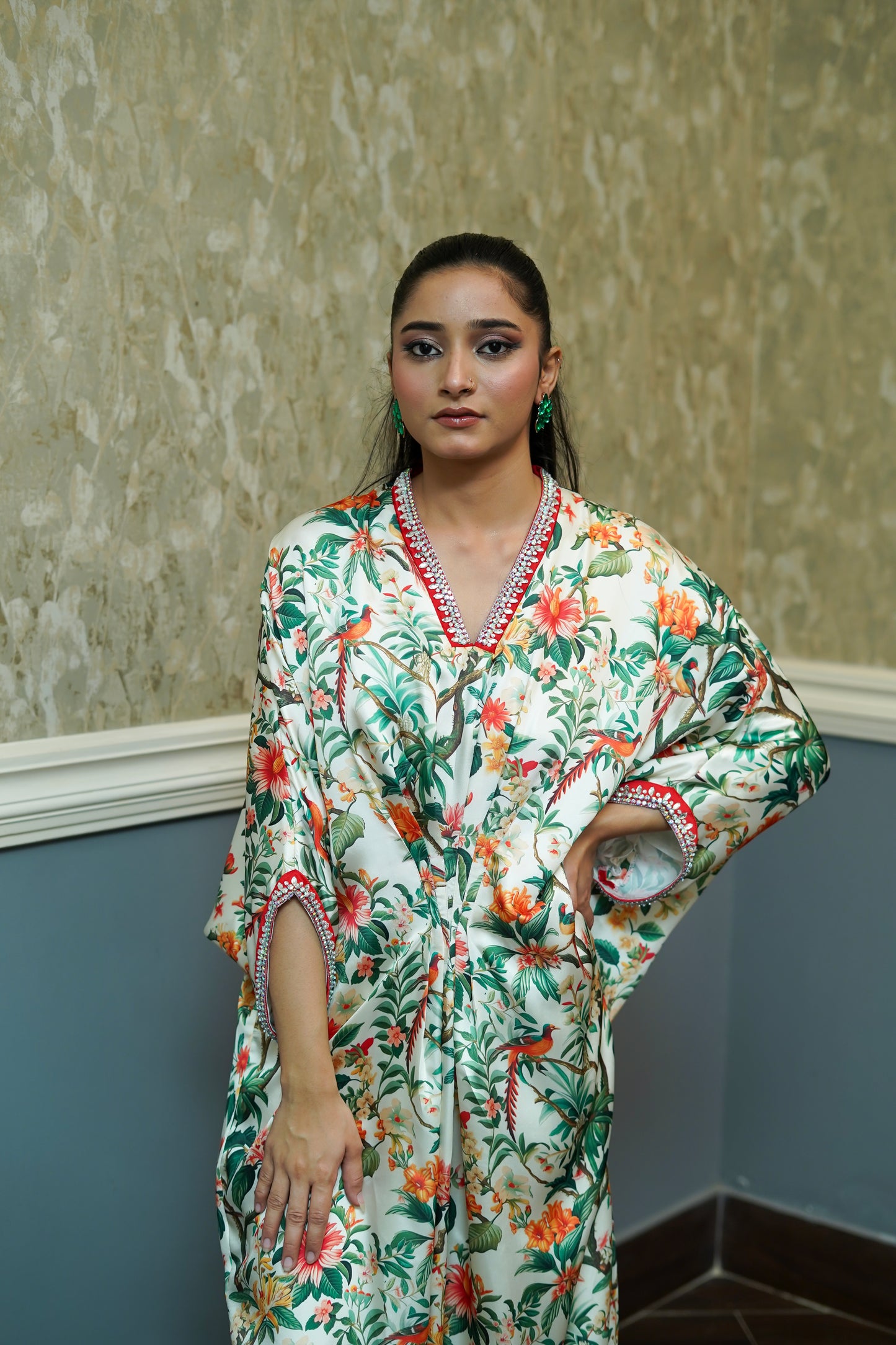 ASHJAIN SAFWAN - Off White Printed Kaftan
