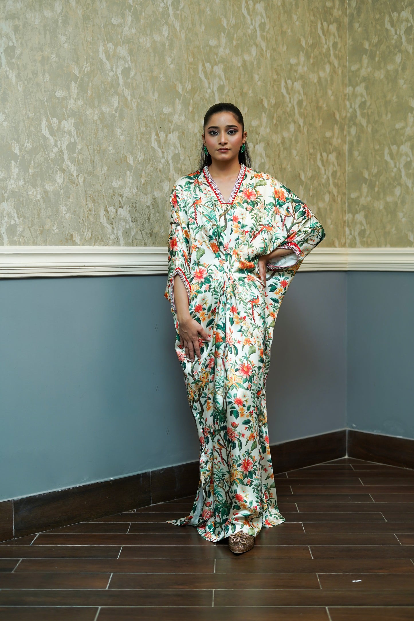 ASHJAIN SAFWAN - Off White Printed Kaftan