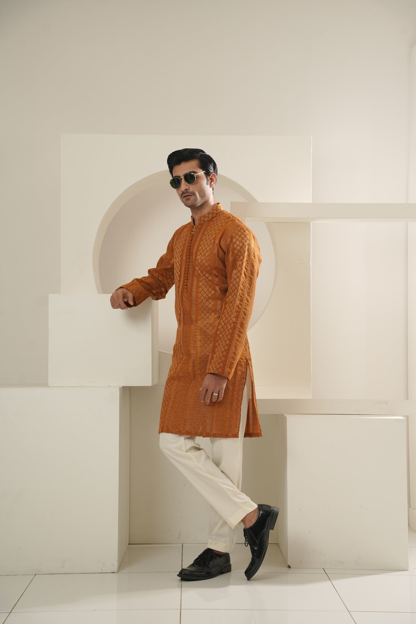 KUNZUL CHANNAR  ( MENSWEAR ) - Brown full embroidery