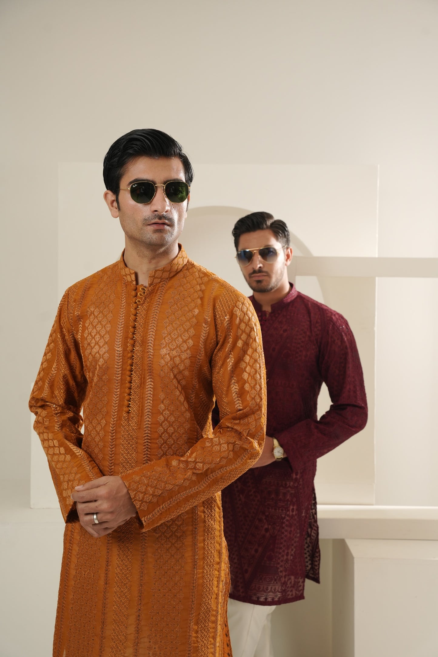 KUNZUL CHANNAR  ( MENSWEAR ) - Brown full embroidery
